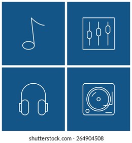 music thin line icon set