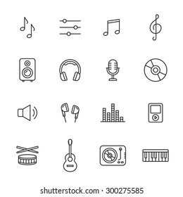 Music thin line icons