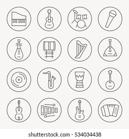 Music thin line icons