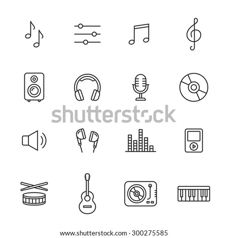 Music thin line icons