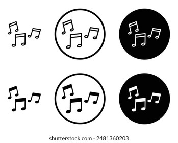 conjunto de iconos de Vector de línea fina de música.