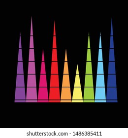 Music tiangle pattern colorful equalizer vector background