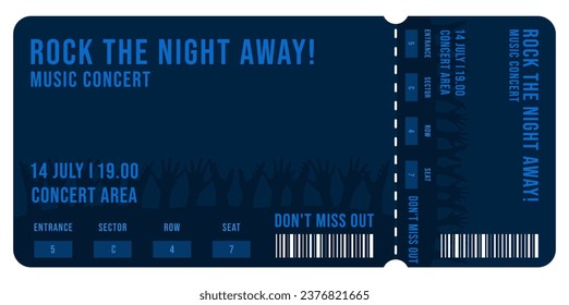 Music ticket concerts, arena music festivals. music concert ticket template design.