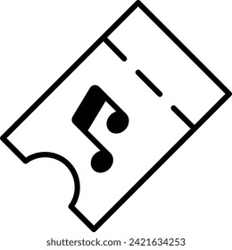 Music Ticket solid glyph vector illustration