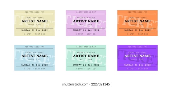 Music ticket vector design template. Coupon pass access paper symbol. Simple old style.