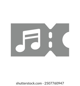 Music ticket vector icon. Club, festival pass with musical note.