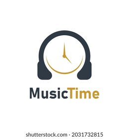 Music time logo template design vector icon illustration