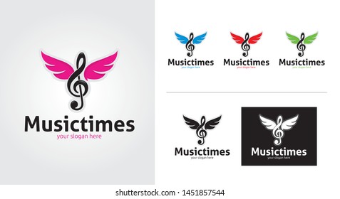 Music times creative and minimal logo template