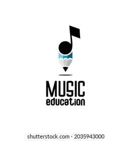 music tone icon vector and pencil, music education logo