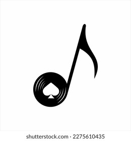 Music tone logo design with Ace poker symbol in the middle. Music logo design.