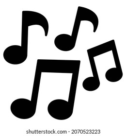 Music tones icon in modern silhouette style design. Vector illustration isolated on white background.