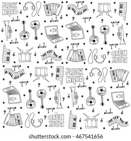 Music tool doodles set vector art illustration