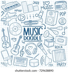 Music Tools Doodles Icon Notebook Vector Art Design