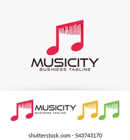 Music town logo design. Music label, Radio, Studio agency logo concept. Vector logo template
