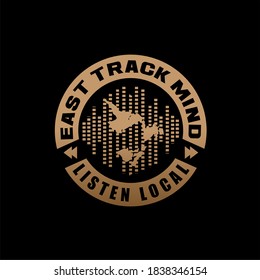 music track logo designs with badge for entertainment