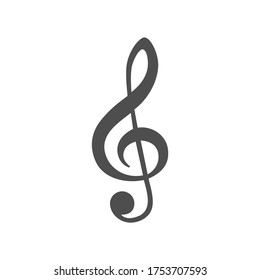 Music treble clef icon vector illustration, isolated on white background. Single note sign