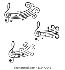 Music. Treble clef and notes for your design on a white background.