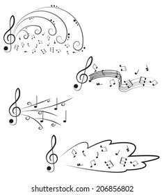 Music. Treble clef and notes for your design on a white background for you design.