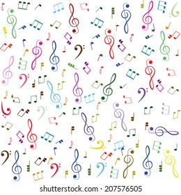 Music. Treble clef and notes for your design on a white background for you design.