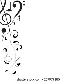 Music. Treble clef and notes for your design on a white background for you design.