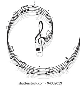 Music. Treble clef and notes for your design on a white background.