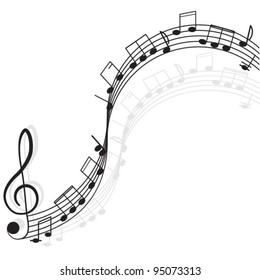 Music. Treble clef and notes for your design on a white background.