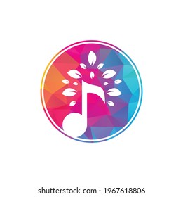 Music tree logo design. Music and eco symbol or icon. music note icon combine with tree shape icon	