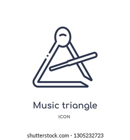 music triangle icon from music outline collection. Thin line music triangle icon isolated on white background.