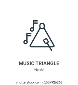 Music triangle outline vector icon. Thin line black music triangle icon, flat vector simple element illustration from editable music concept isolated on white background