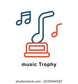  música Troféu vetor Contorno Ícone de Design de Duas Cores. Símbolo de prêmios no fundo branco EPS 10 Arquivo