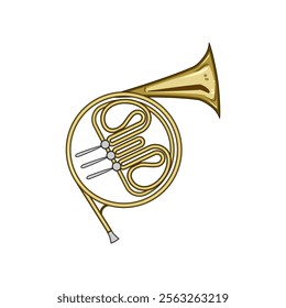 music trumpet cartoon. instrument jazz, classical horn, valves bell music trumpet sign. isolated symbol vector illustration