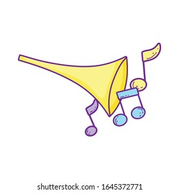 music trumpet note rhythm melody icon vector illustration