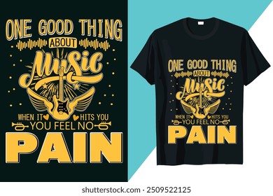 music t-shirt design illustration with t-shirt mockups.