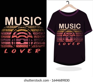 Music t-shirt design vector with vector t-shirt mockup