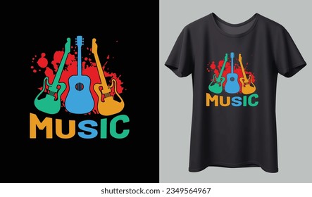 Diseño de camisetas musicales. Vector de diseño de camisetas musicales. Para la impresión de camisetas y otros usos.