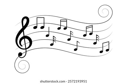 Music tune notes on creative lines background