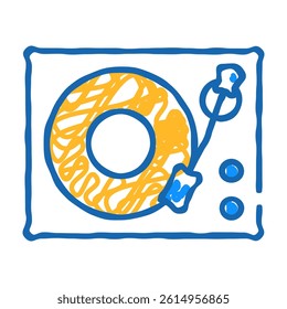 music turntable doodle icon sketch vector. music turntable sign. isolated symbol illustration