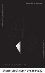 music typography design vector on black background