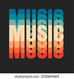 music typography retro rainbow color 