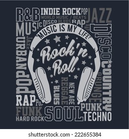 music typography, rock, t-shirt typography, music 