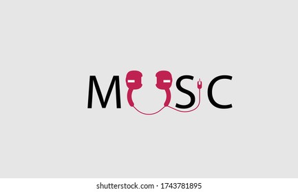 MUSIC TYPOGRAPHY vector logo monogram template