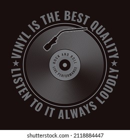 Music Typography Viinyl Record. T Shirt Graphics. Print. Vector