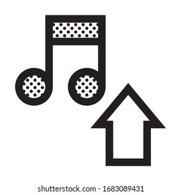 Musik hochladen. Symbol gefüllt mit Punkten.