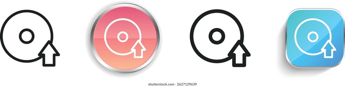Icono de Cargar musical. Diseño de estilo lineal delgado, regular y de Botón aislado sobre fondo blanco