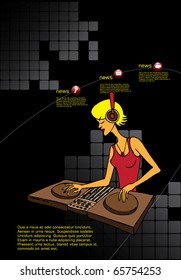 Music urban vector with cartoon DJ