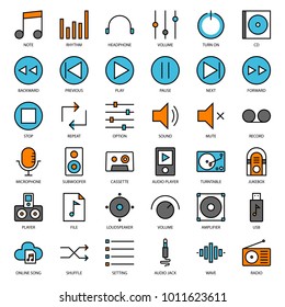 music user interface filled outline icon, isolated on white background