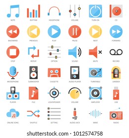 music user interface flat icon, isolated on white background