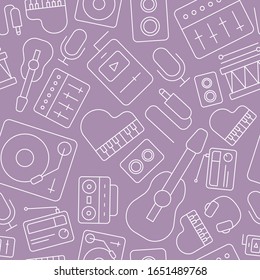 Music - Vector background (seamless pattern) of sound equipment for graphic design