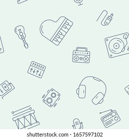 Music - Vector background (seamless pattern) of sound equipment for graphic design