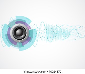 musikalischer Vektorhintergrund mit Lautsprecher und Welle